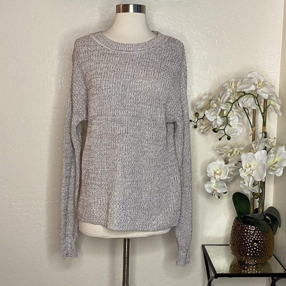 Bobeau NWT Womens Brown Lace-up Knit Sweater